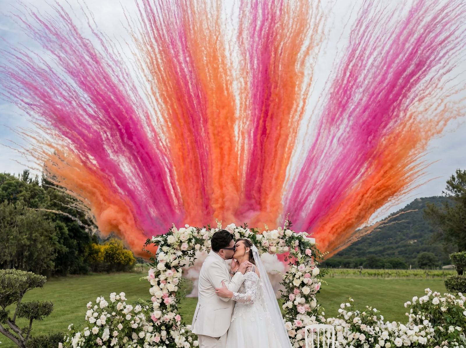 feux d'artifices de jour pour mariage