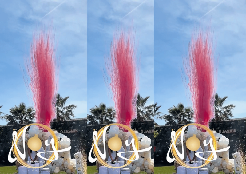 fusées de couleur et buzzer pour gender reveal à Marignane près de Marseille