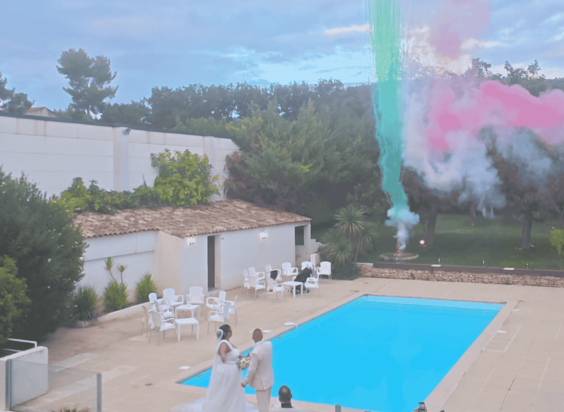 Fusées de couleur pour mariage à Peypin près de Marseille