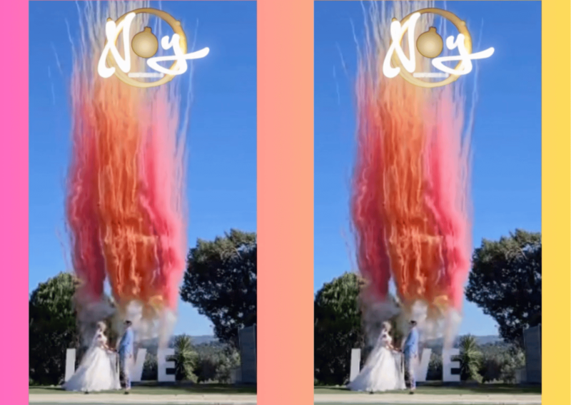 gender reveal avec buzzer et fusées de couleurs à Aix en Provence près de Marseille