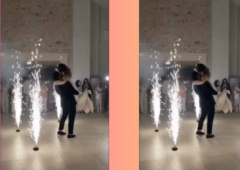 Première danse avec étincelles froides pour intérieur pendant mariage