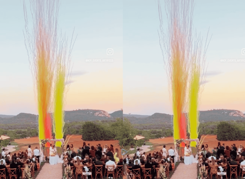 fusée de couleur fin de cérémonie laïque pour mariage au Domaine de Noé