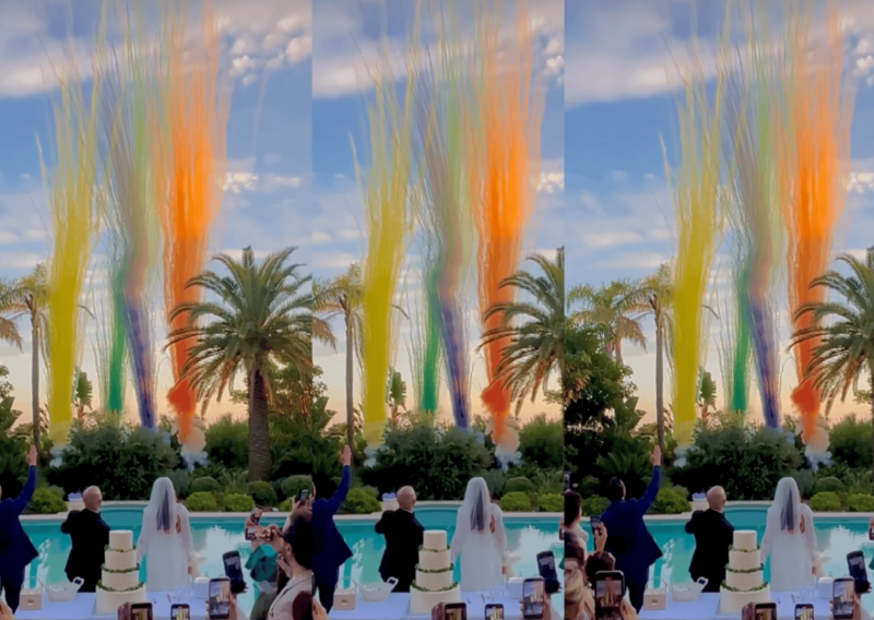 fusées de couleurs pour gâteau de mariage à Cannes