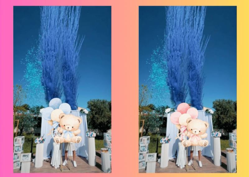 fusées de couleurs avec buzzer et canons à confettis pour gender reveal à marseille