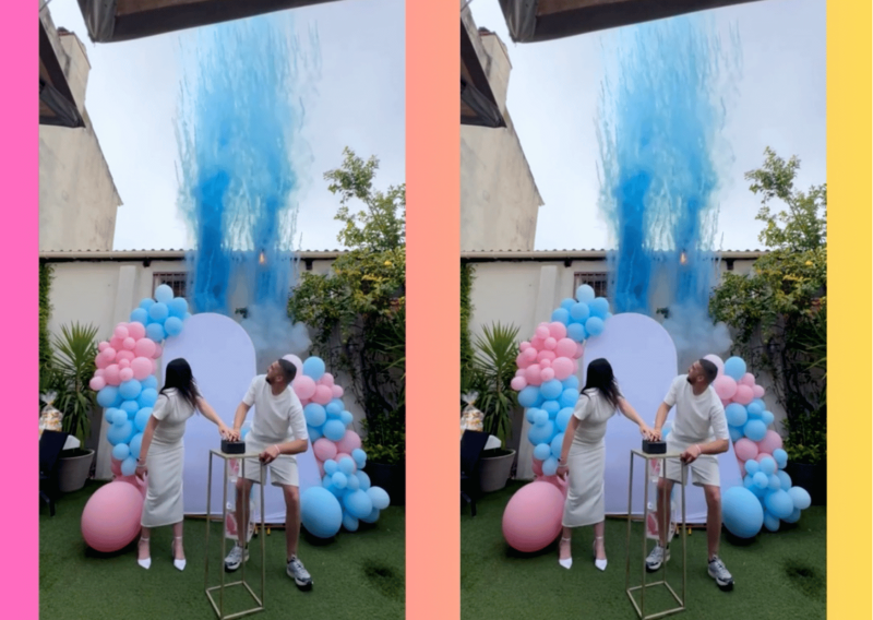 fusées de couleurs et buzzer pour gender reveal à Marseille