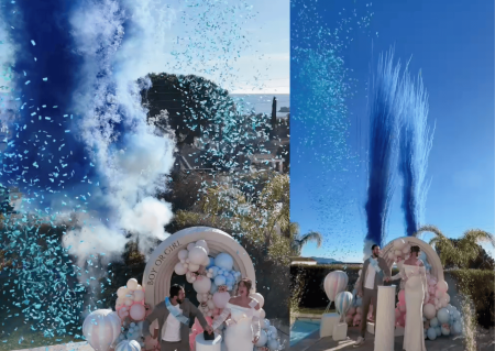 gender reveal avec fusées de couleurs à Bandol près de la Seyne sur mer