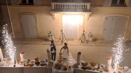 cascades d'étincelles avec jets de scène froid pour gâteau près de Marseille