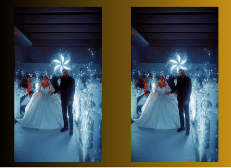entrée des mariés pour mariage gitan avec feux d'artifices à montpellier