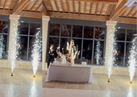 étincelles au sol pour gâteau de mariage au mas de rey à arles