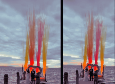 Notre zone d'activité pour ce service Animation mariage avec explosion de couleurs sans danger et effet froid doux pour sublimer l’arrivée des mariés avec émotion